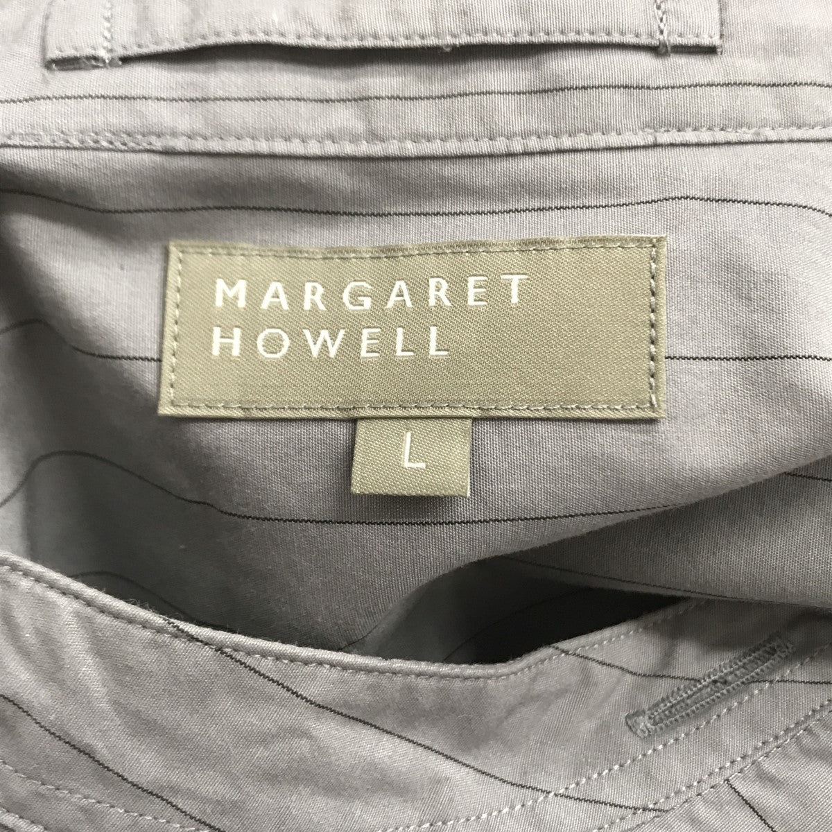 MARGARET HOWELL(マーガレットハウエル) 22SS PINSTRIPE FINE COTTON POPLIN 半袖シャツ 579-2150017  579-2150017 グレー サイズ L｜【公式】カインドオルオンライン ブランド古着・中古通販【kindal】