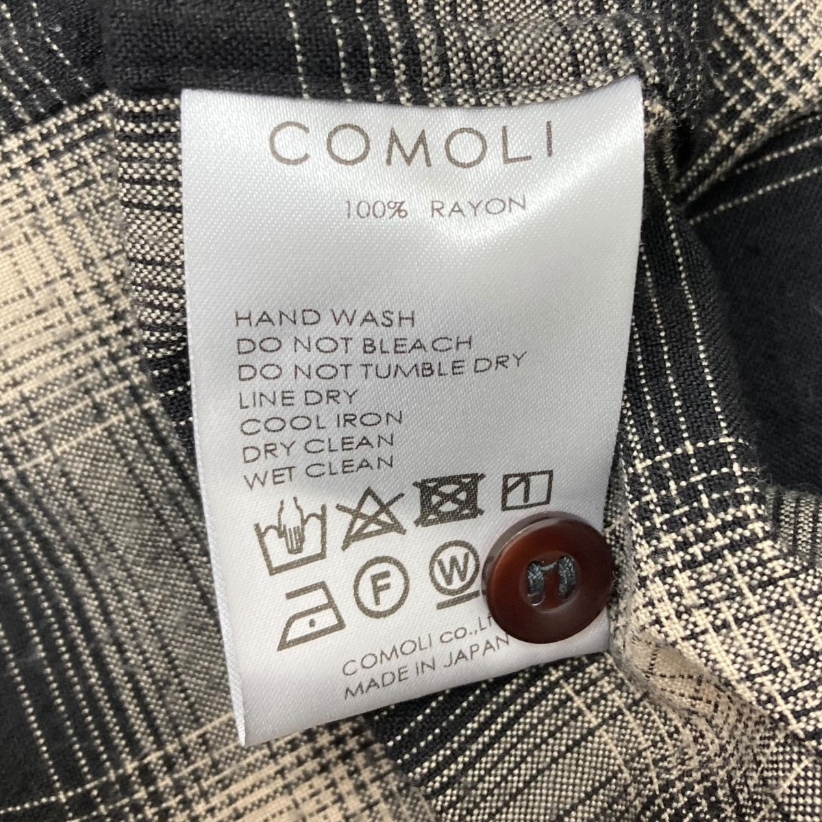 COMOLI(コモリ) 23SS レーヨンチェック オープンカラーシャツ X01-02008 ブラック×ホワイト サイズ  2｜【公式】カインドオルオンライン ブランド古着・中古通販【kindal】