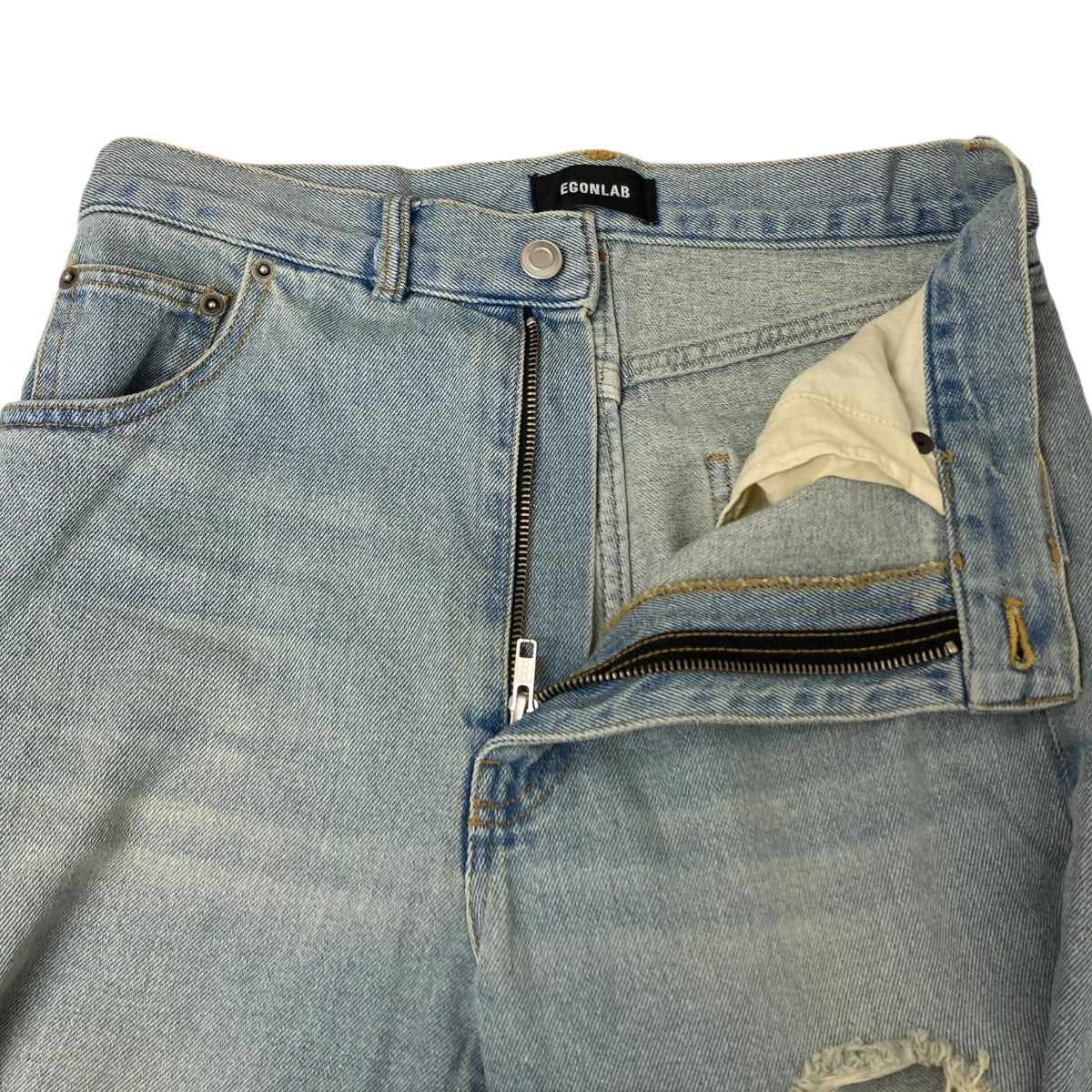 EGONlab．(エゴンラボ) 23SS ATOMIC DESTROYED WASHED DENIM PANTS BLUE デニムパンツ SS23  DN 003 B インディゴ サイズ 46｜【公式】カインドオルオンライン ブランド古着・中古通販【kindal】