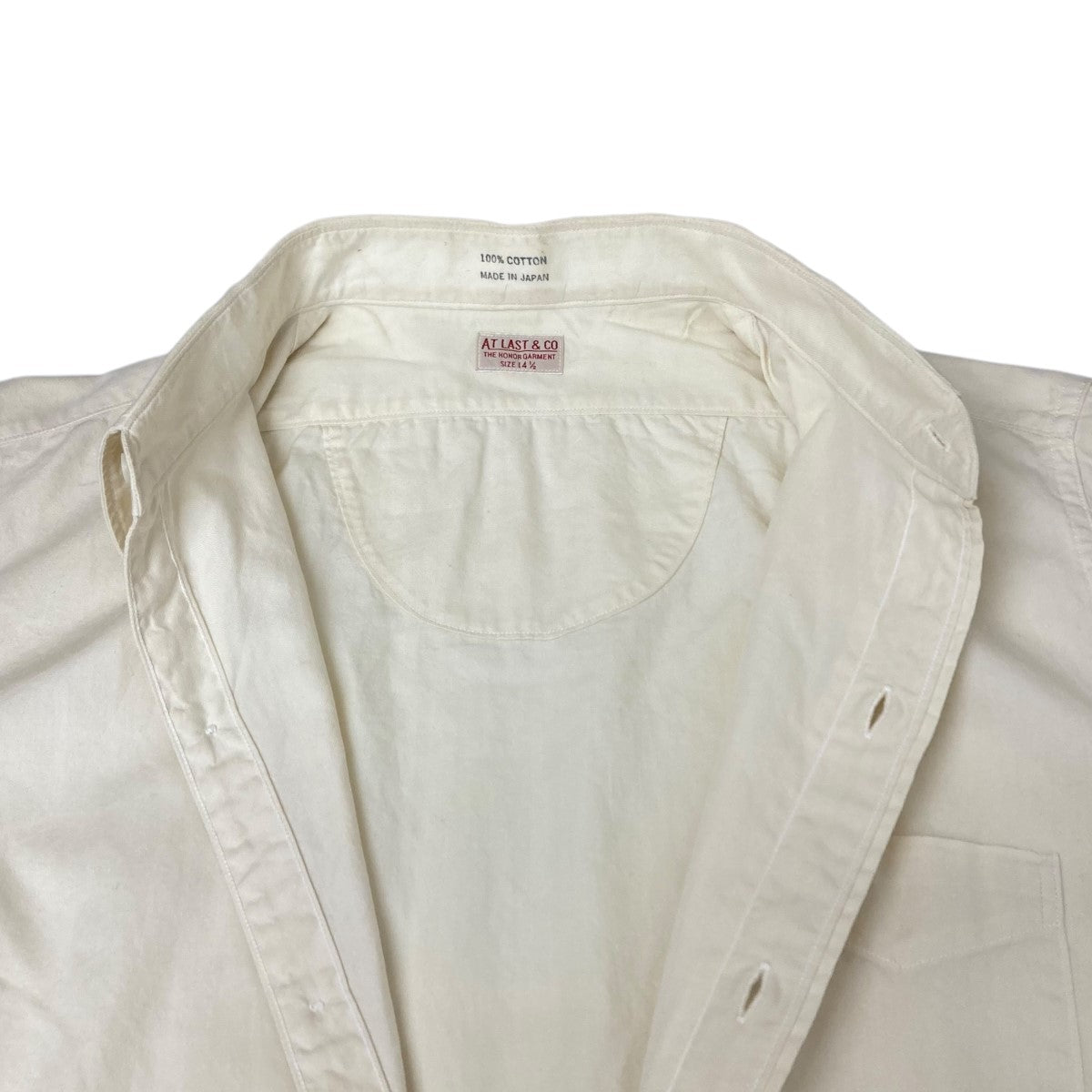 atlast＆co アットラスト　ヘリンボーン　シャツ　14 1/2 AT LAST&Co. アットラスト ワークシャツ ピンクベージュ
