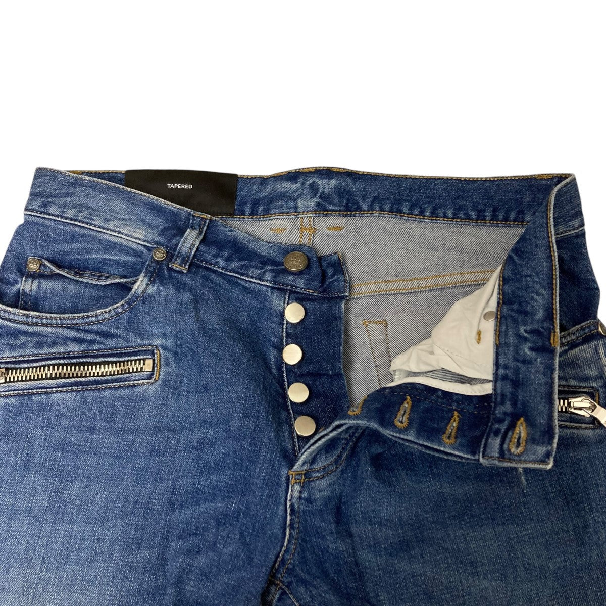 BALMAIN イタリア製 蛇腹 バイカーデニム スキニーパンツ