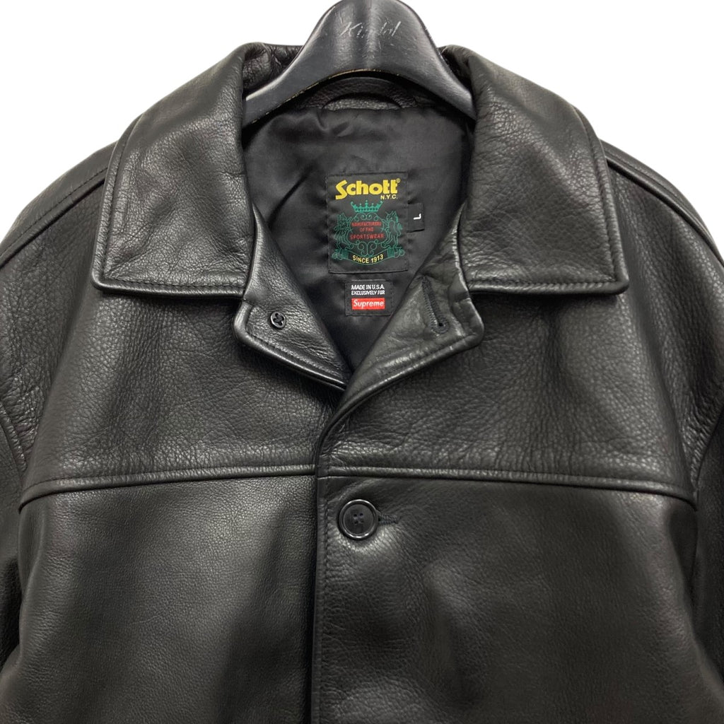 Supreme×Schott 23AWLeather Car Coatレザージャケット ブラック 