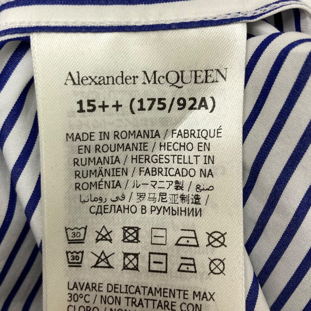 ALEXANDER McQUEENアレキサンダーマックイーンストライプシャツ46 ALEXANDER McQUEENアレキサンダーマックイーンストライプシャツ