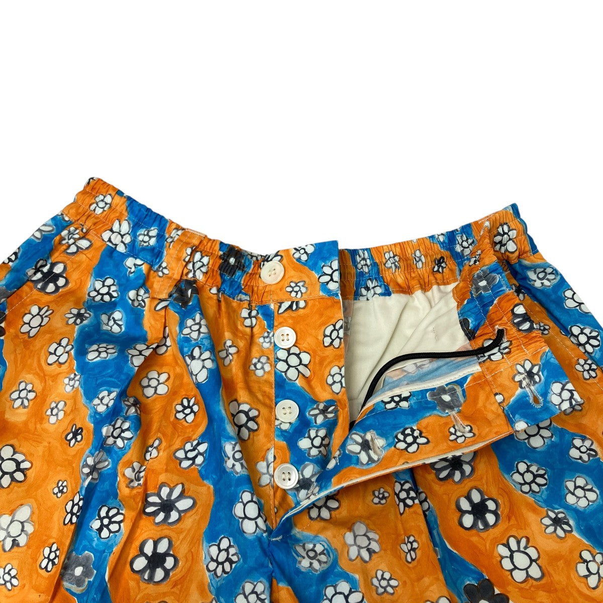 ◆送料・関税込◆MARNI プリントデニムショートパンツ ブラック ホワイト Dillies プリント コットン製カーゴパンツ