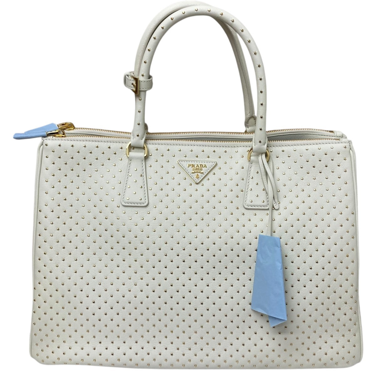 PRADA(プラダ) ガレリア エクストララージ スタッズ付 ソフトグレイン 