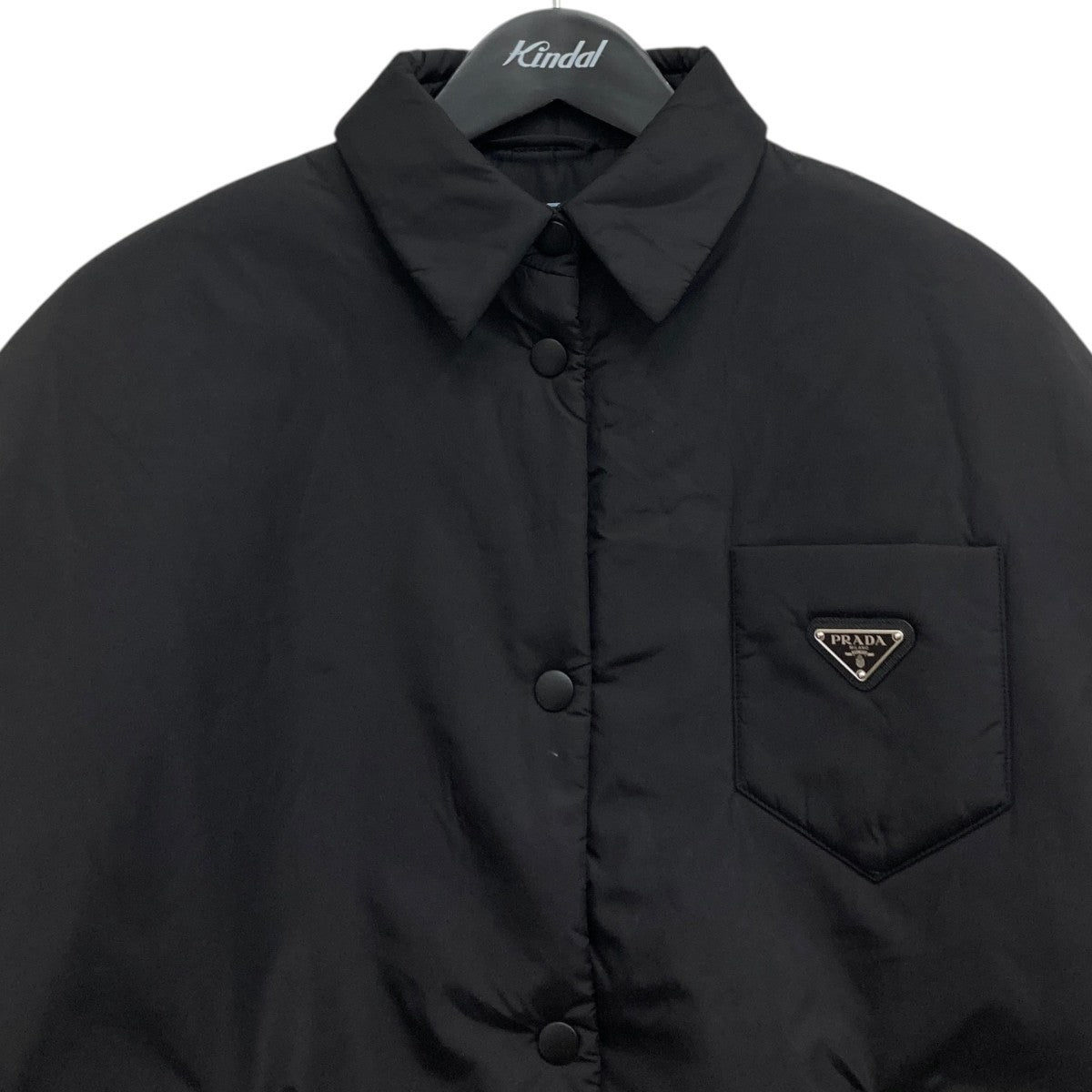 PRADA ジャケット　美品　100%ポリエステル　38 黒 ブラック Re-Nylon クロップド ジャケット | PRADA