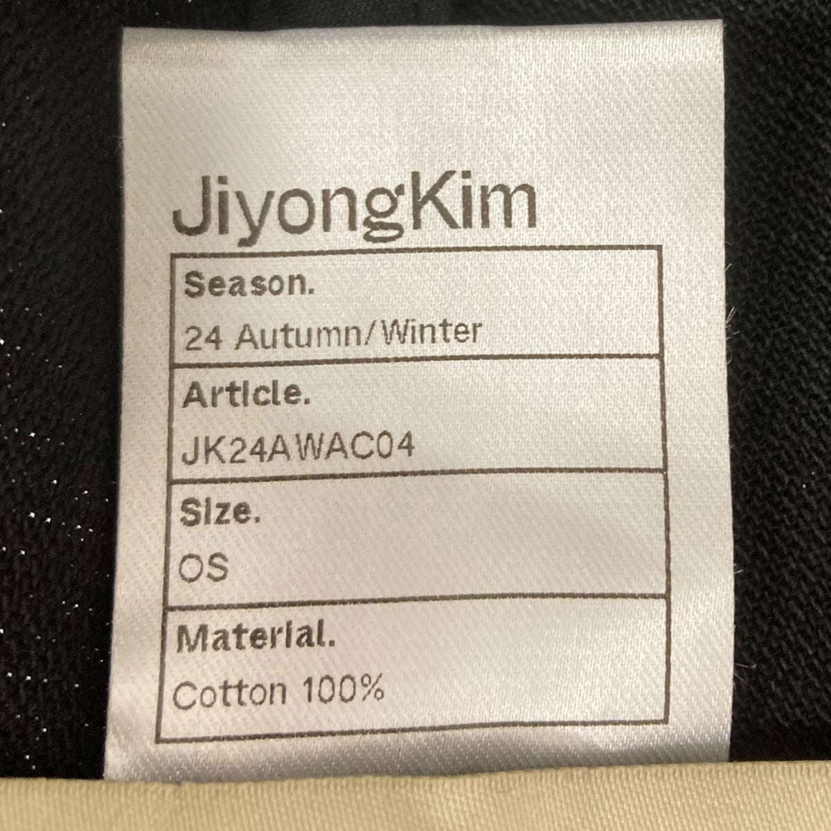 JiyongKim(ジヨン・キム) 24AW キャップ JK24WAC04 ブラック