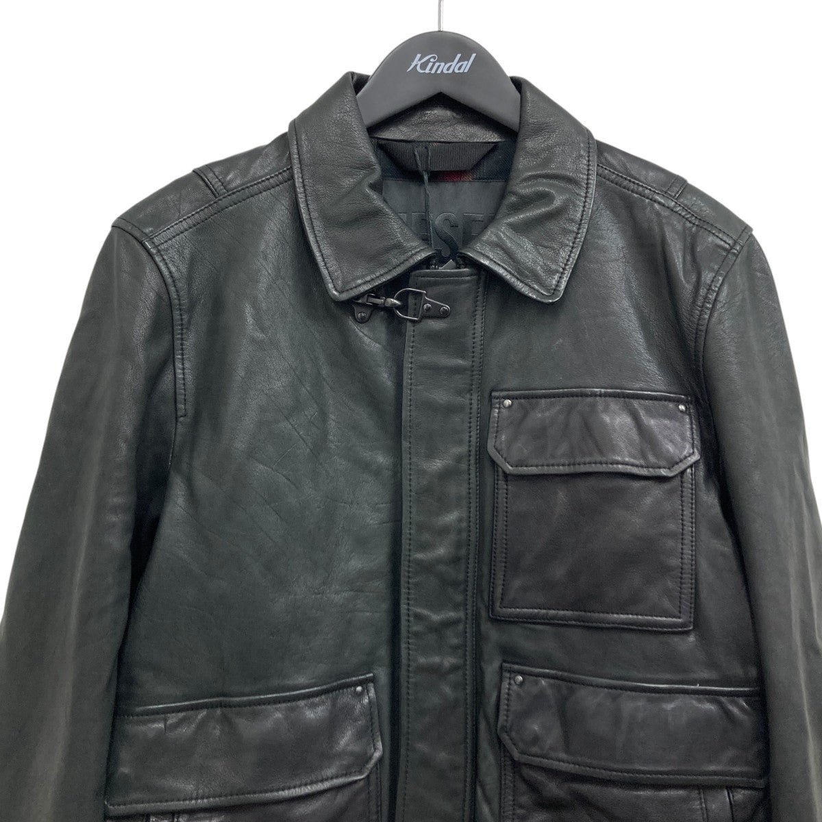 DIESEL ブラック レザージャケット S 8040000972336_3.jpg?v=