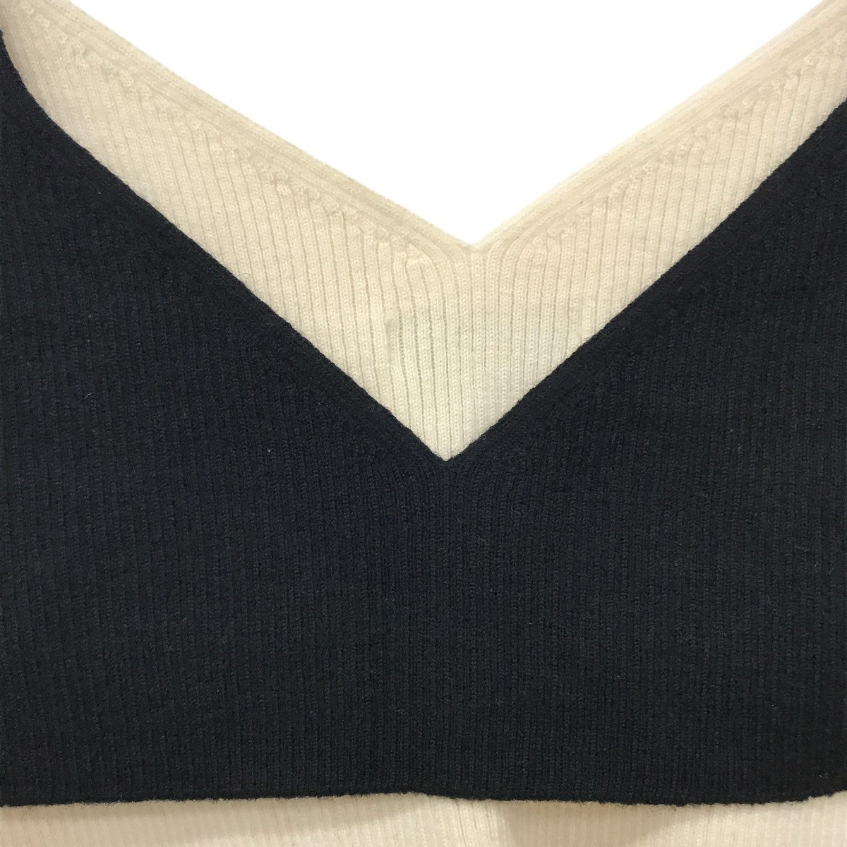 タンタン TAN コンビネーションレイヤードニットキャミソール TN19AW004 ベージュ×ブラック サイズ：F TAN(タンタン) コンビネーションレイヤードニットキャミソール