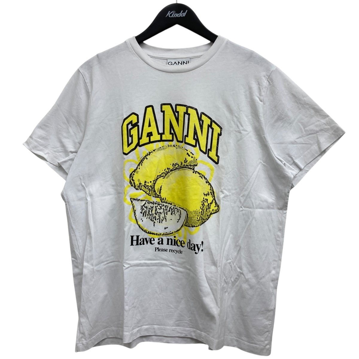 Ganni(ガニー) プリントTシャツ T3768-24ss ホワイト×イエロー Ganni(ガニー) プリントTシャツ T3768-24ss ホワイト×イエロー
