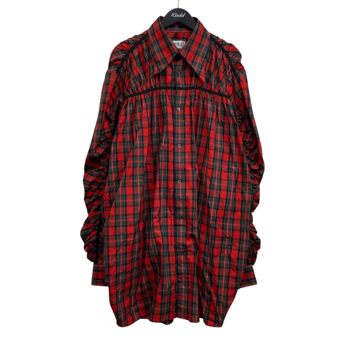 KIDILL(キディル) GATHERED SHIRT NAVY RED CHECK ギャザード KIDILL(キディル) GATHERED SHIRT NAVY RED CHECK ギャザード