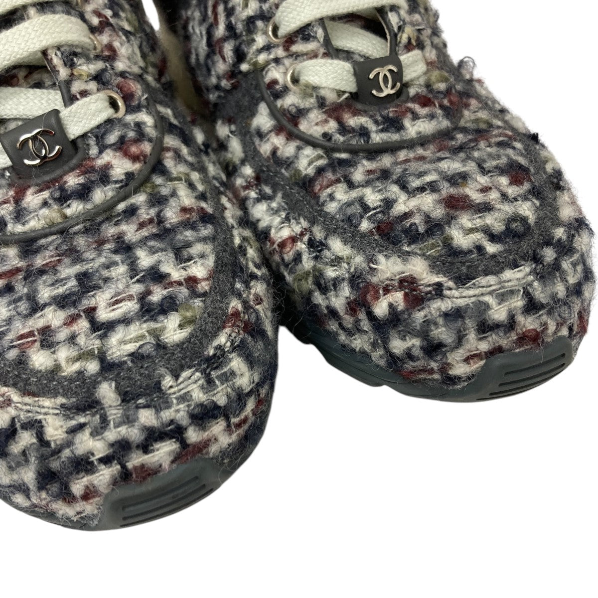CHANEL(シャネル) PRE-OWNED TWEED LACE-UP SNEAKERS ツイード
