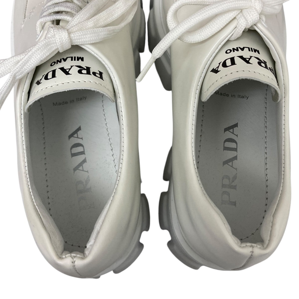 PRADA(プラダ) モノリスレースアップシューズ ホワイト サイズ