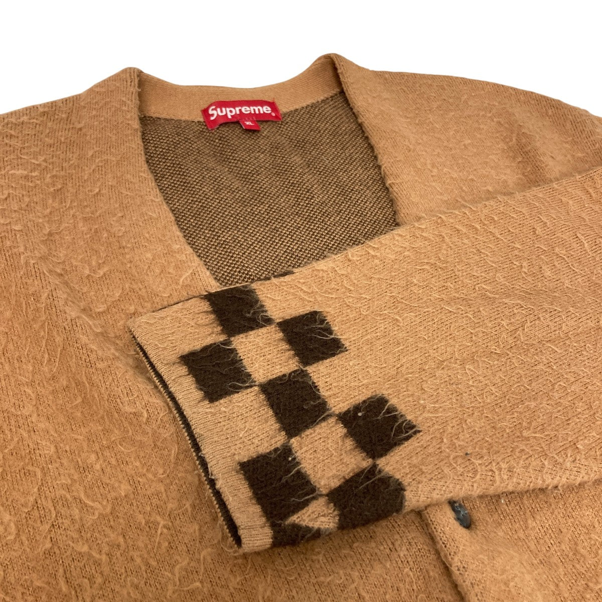 A*E様 Supreme XL チェック柄 ニットカーディガン シュプリーム 未 Supreme(シュプリーム) ブラッシュドチェッカーボード