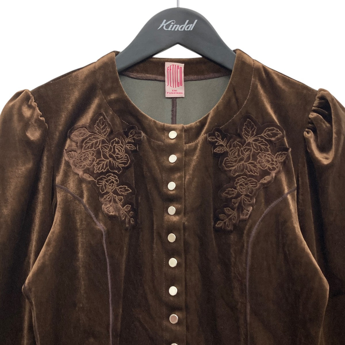 FETICO(フェティコ) ROSE-EMBROIDERED VELOUR CARDIGAN エン