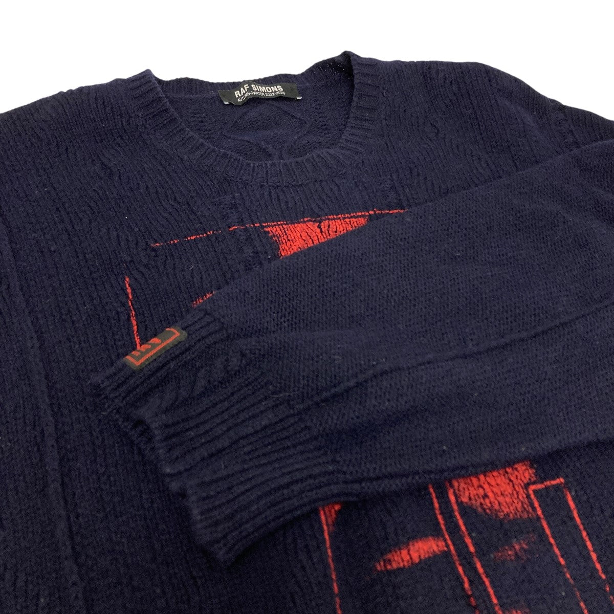 Raf Simons ニットセーター 黒・青ストライプ新品未使用タグ付き RAF SIMONS ラフシモンズ 19AW バタフライチャーム付き モヘア混