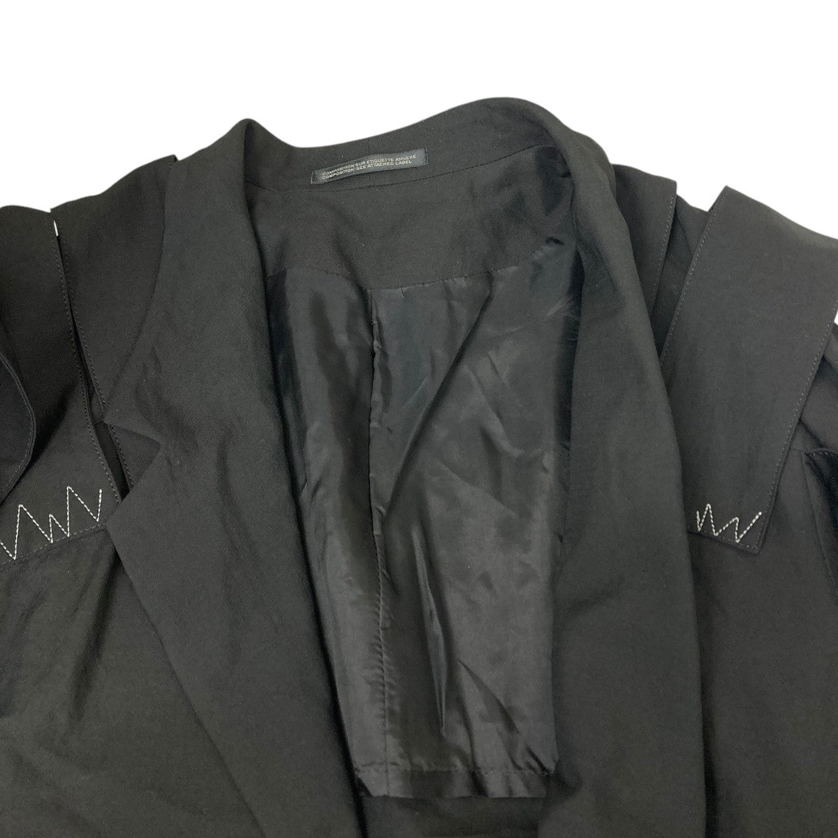 黒のジャケット　ヨウジヤマモト yohji yamamoto - pour homme 前端丸カーブJKT / HD-J37-100