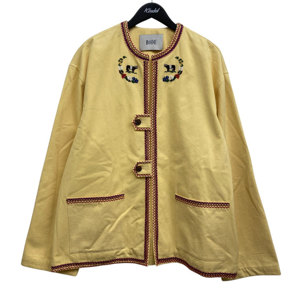BODE(ボーディ) 刺しゅうノーカラージャケット イエロー サイズ XL/XXL