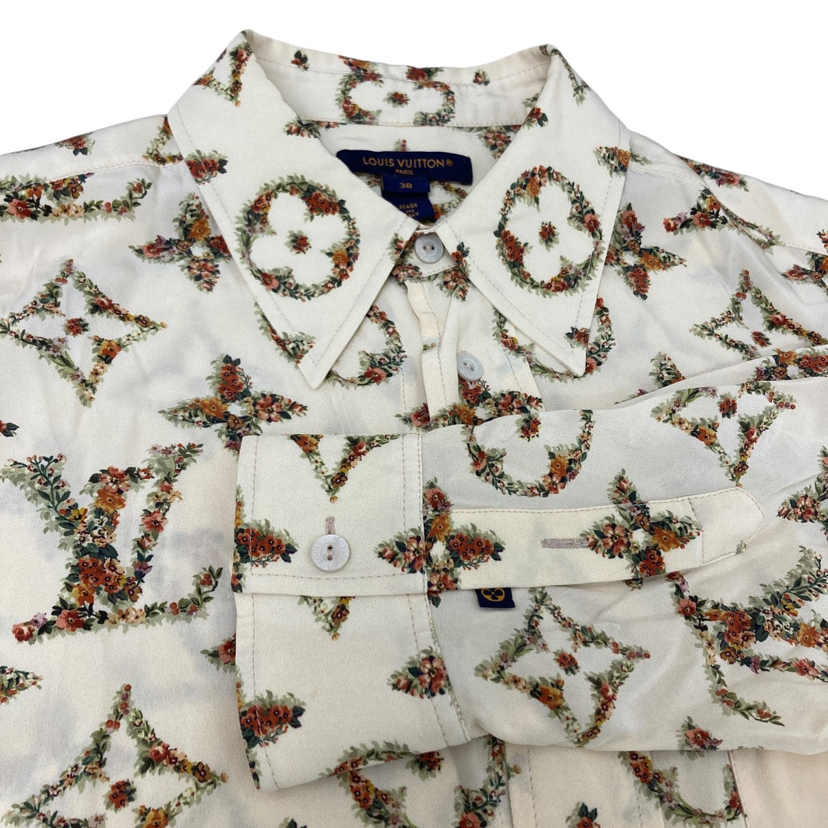 LOUIS VUITTON モノグラムフローラルシルクシャツ 古着・中古-4枚目のアイテム画像