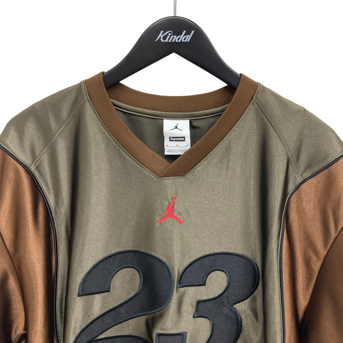 Supreme×JORDAN Warm Up Jersey半袖Tシャツ ブラウンxオリーブ