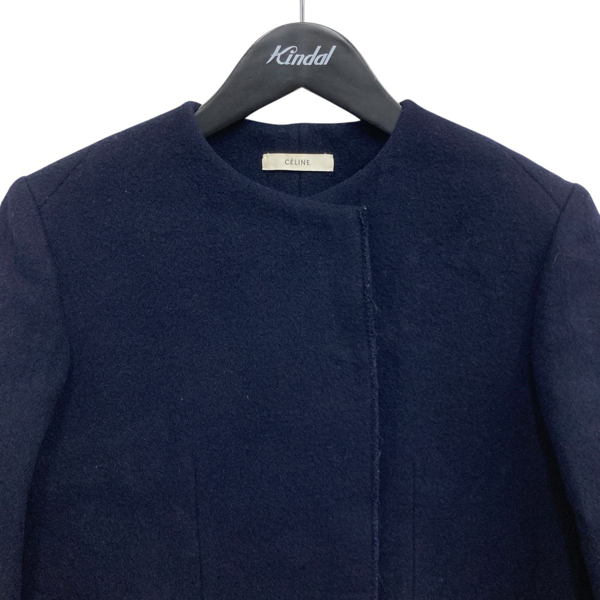 CELINE フィービー期　ノーカラーコート フランス製 セリーヌ CELINE フィービー期 切替ノーカラーコート 42