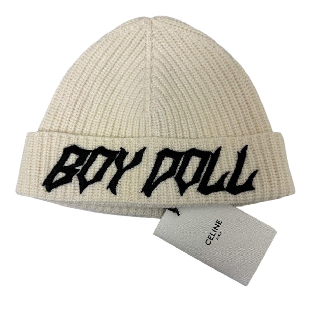 CELINE Embroidered Ribbed Wool Beanie ニット帽 古着・中古-1枚目のアイテム画像