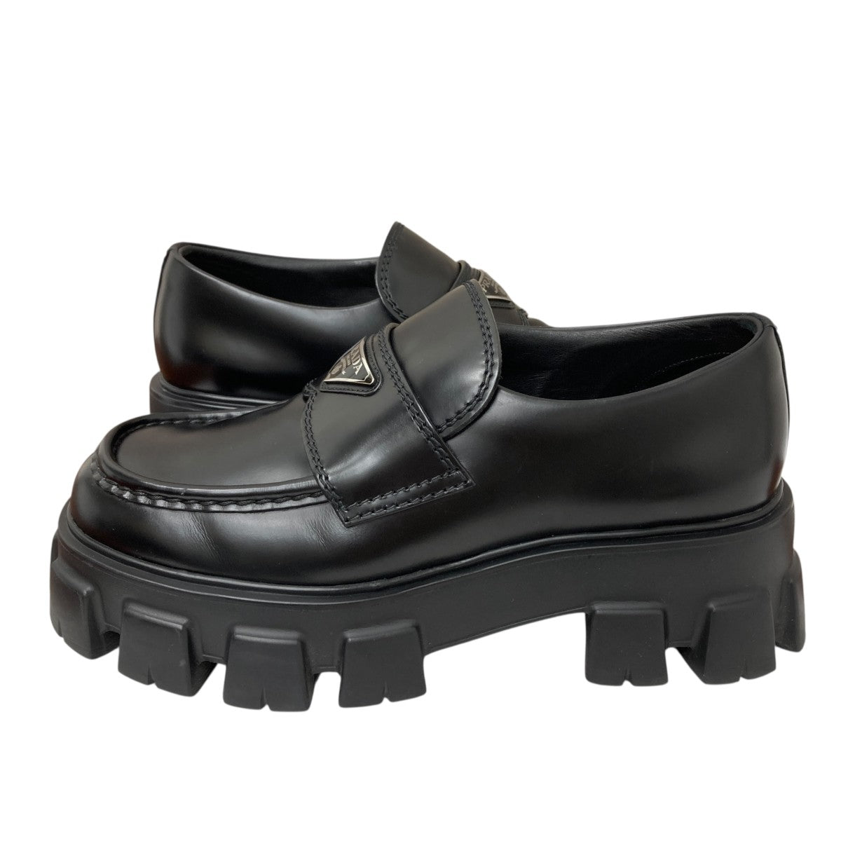 PRADA モノリスサイズ6.5 レザー ローファー 厚底