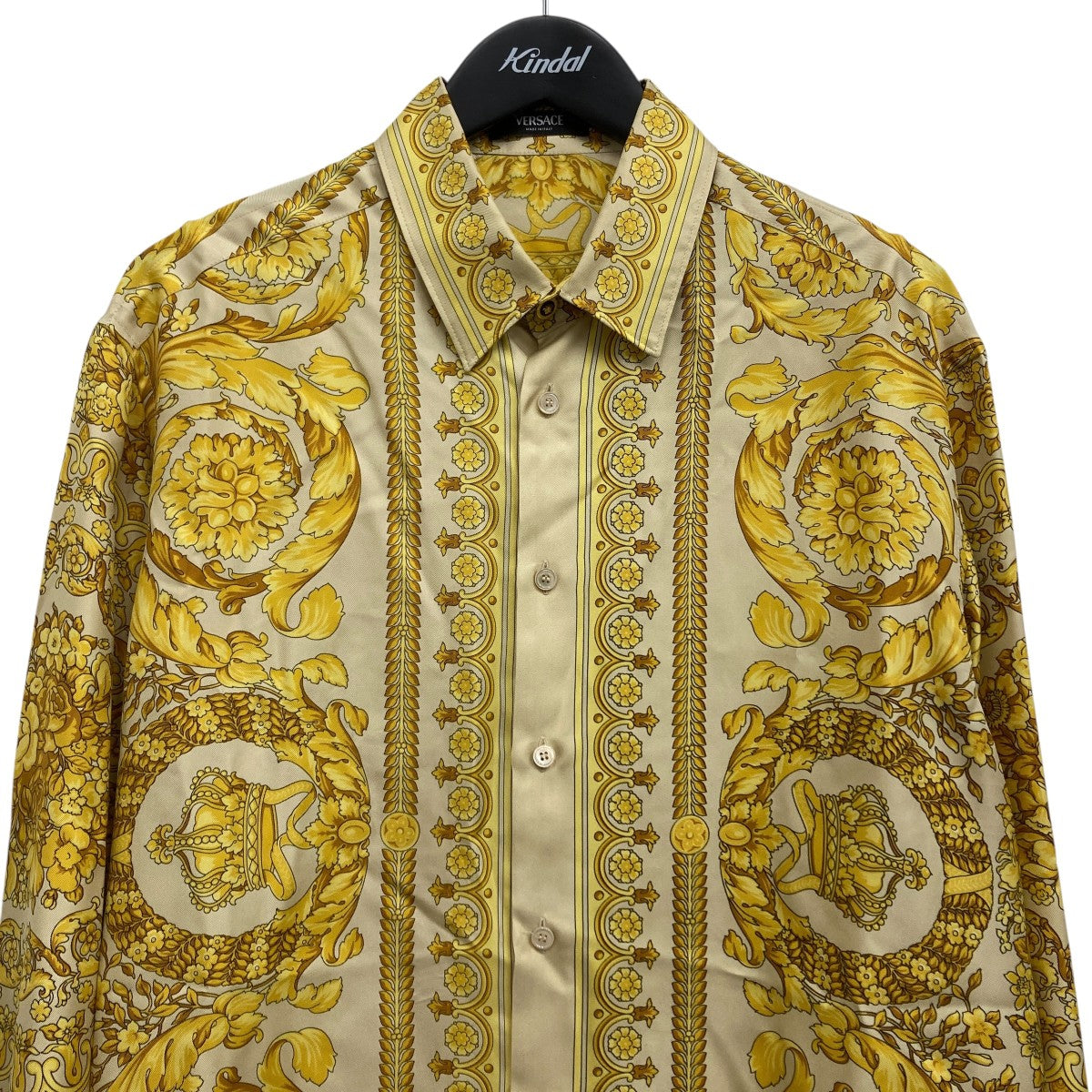 VERSACE(ヴェルサーチ) シルクシャツ ベージュ×イエロー サイズ