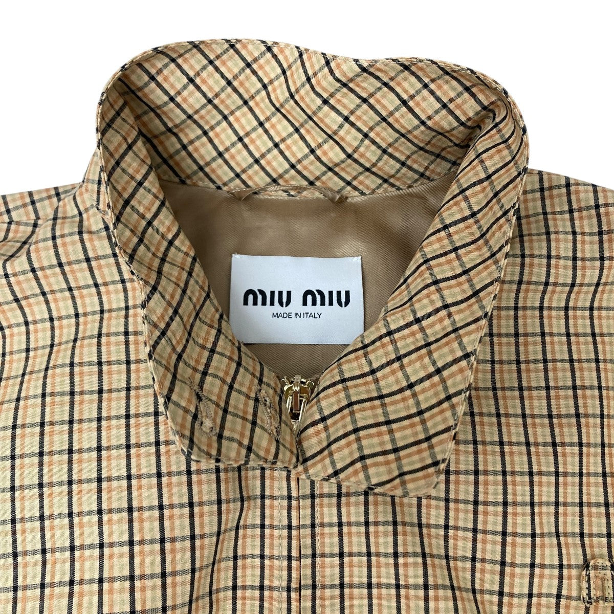 上質を纏う*miumiu*チェックキャンバスブルゾン 三越伊勢丹 | MIU MIU/ミュウミュウ通販 | テクニカル チェック
