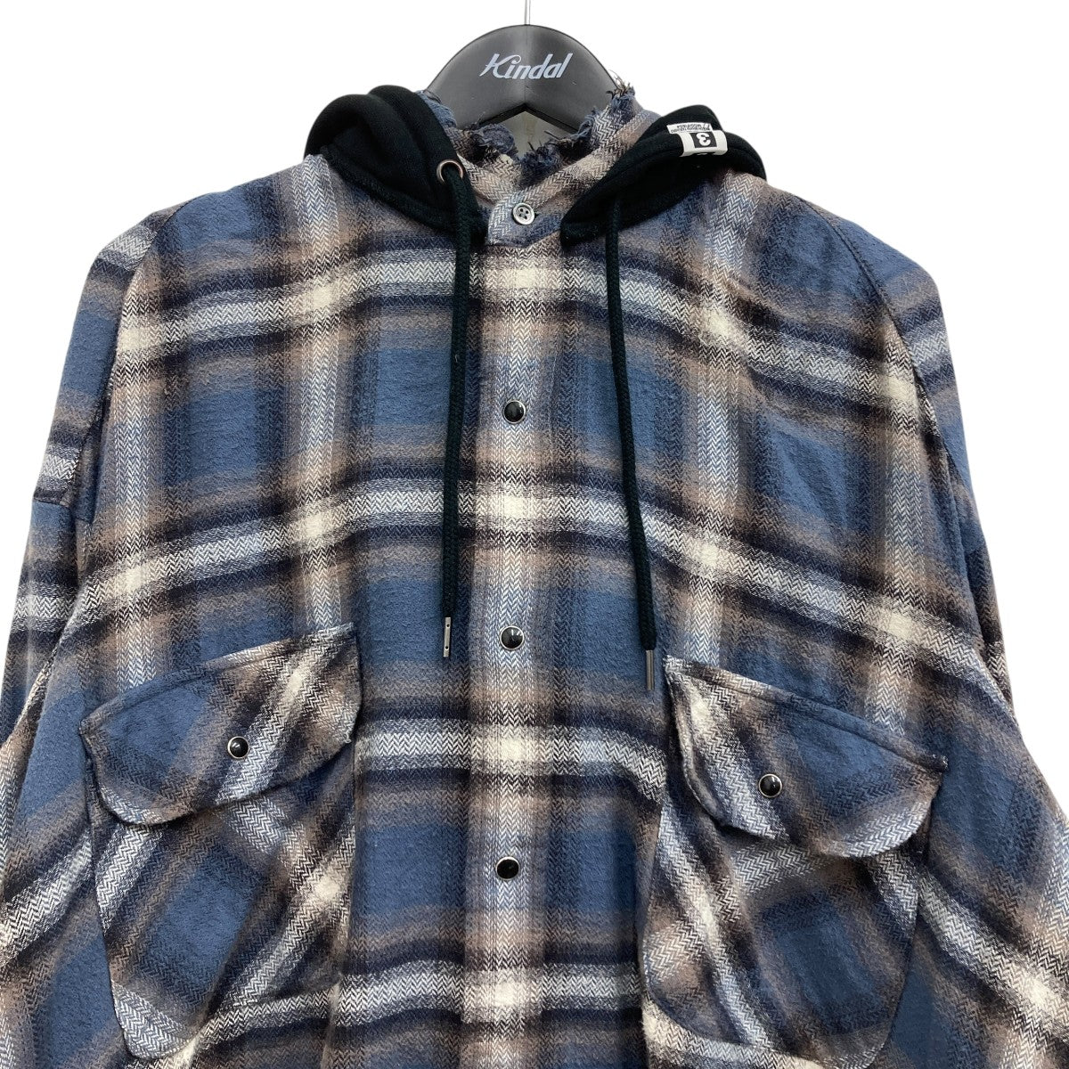 Mihara Yasuhiro チェック柄フード付きシャツジャケット サイズ48 Maison MIHARA YASUHIRO ミハラヤスヒロ フード付き チェック