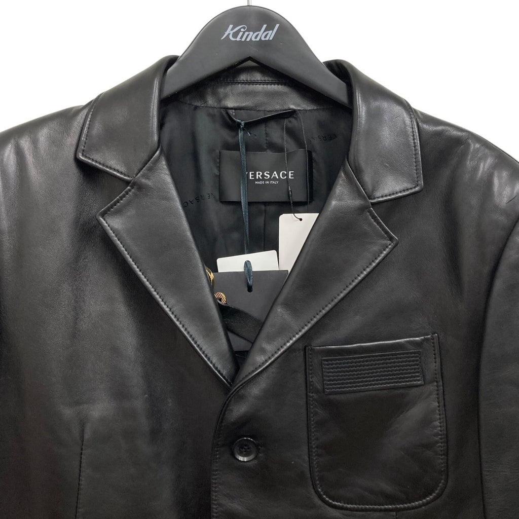 VERSACE(ヴェルサーチ) レザーテーラードジャケット 1004511 ブラック 
