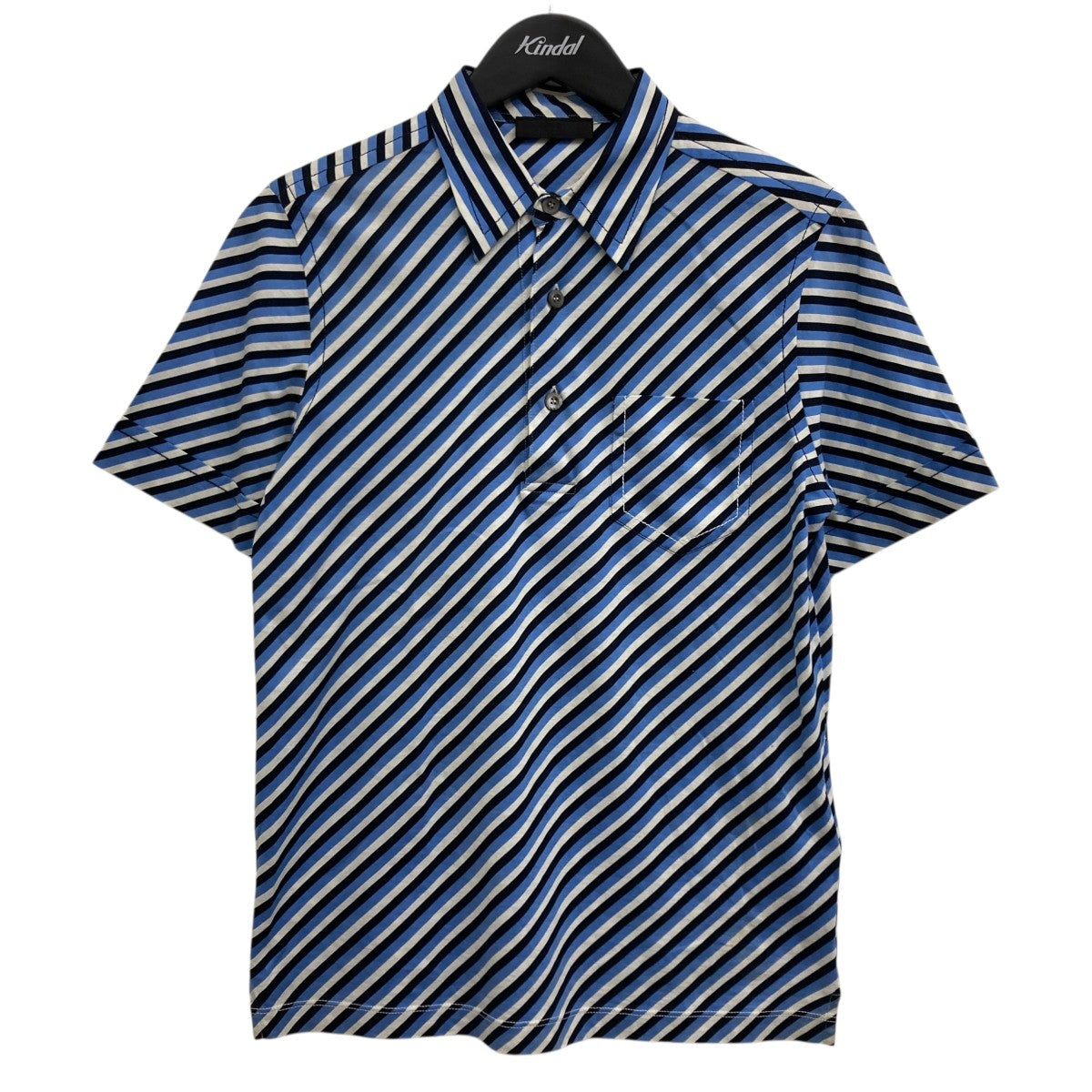 PRADA(プラダ) ポロシャツ UJN231 ブルー×ブラック×ホワイト