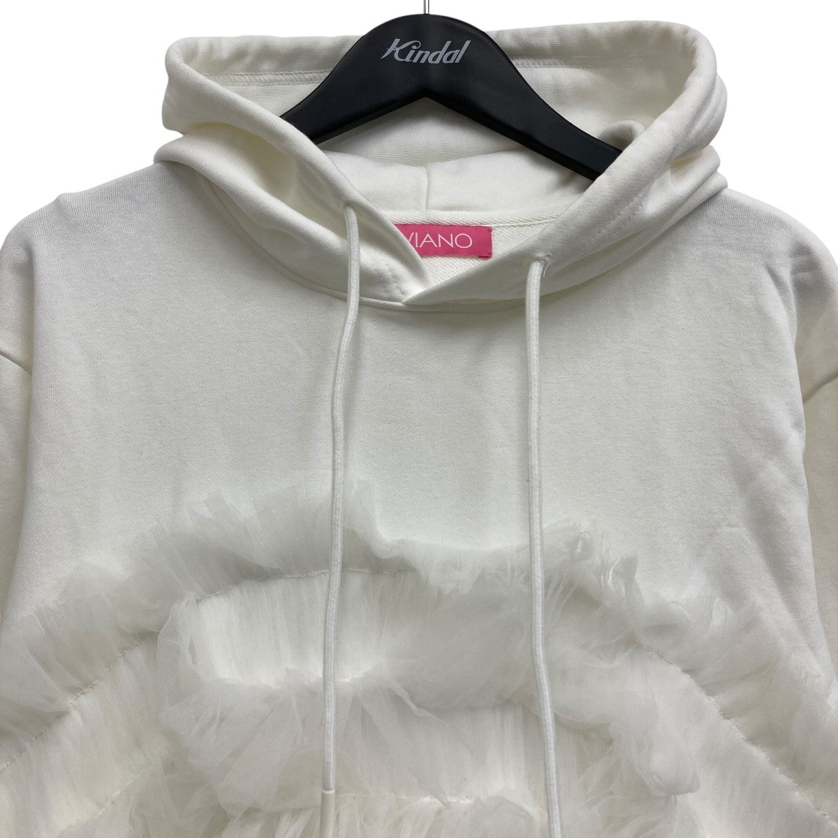 VIVIANO GATHERED TULLE HOODIE チュールドッキングパーカー 古着・中古-3枚目のアイテム画像