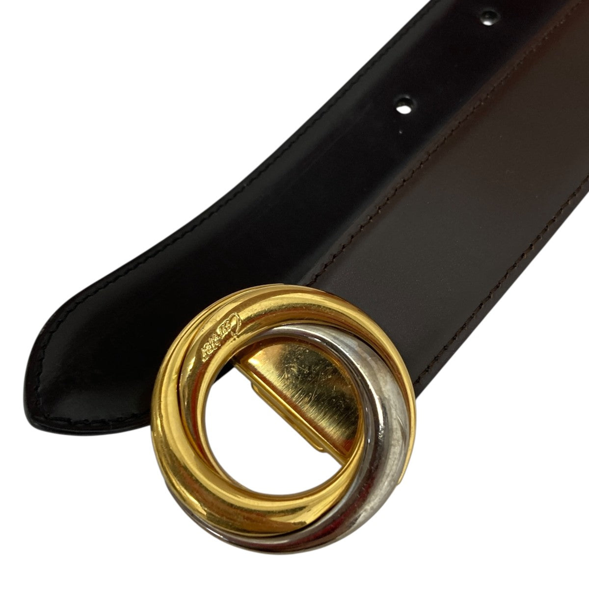 【値下げ相談可】Cartier ゴールドバックル ブラックレザーベルト Cartier(カルティエ) トリニティバックルレザーベルト ブラック