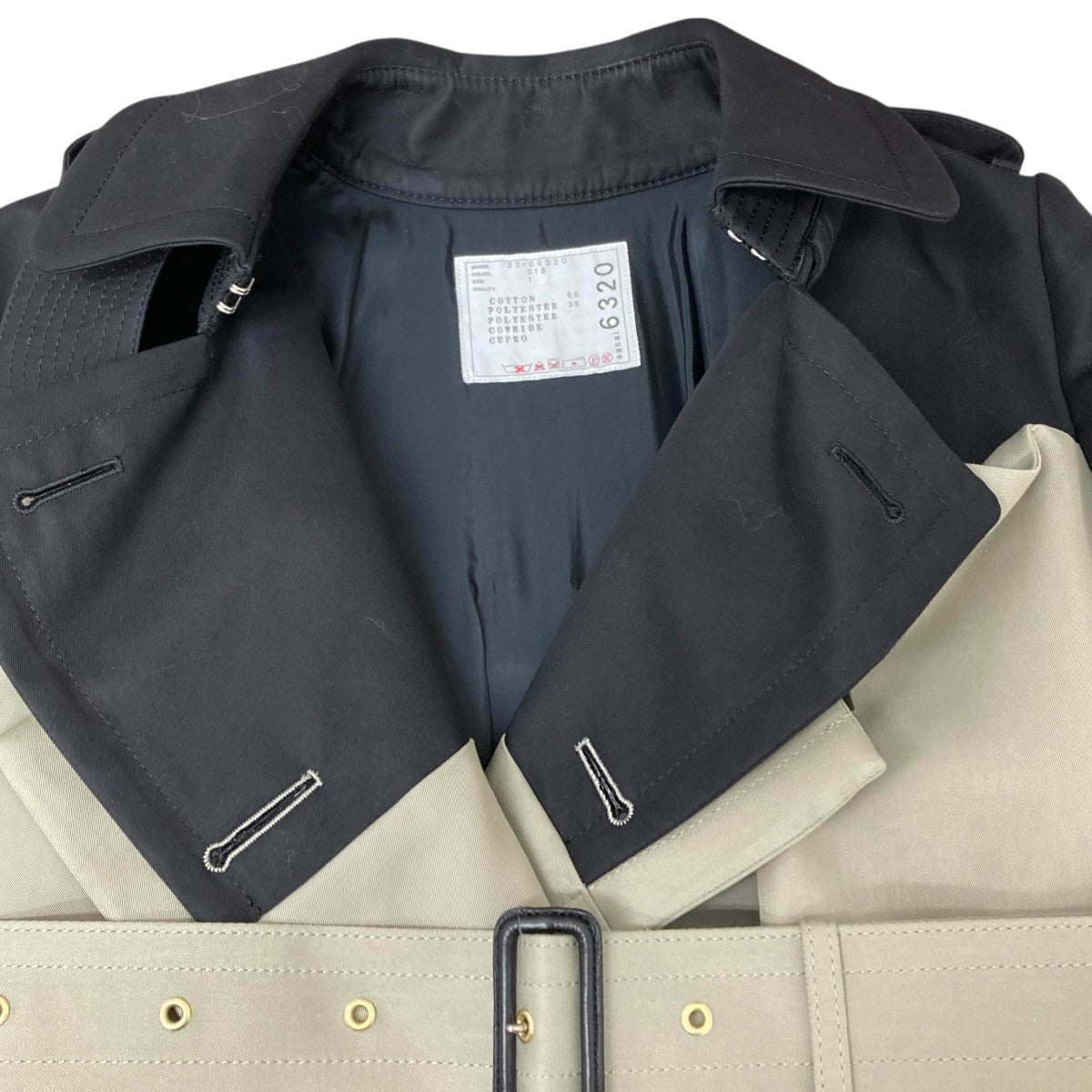 sacai コントラストパネルAライントレンチコート 古着・中古-5枚目のアイテム画像