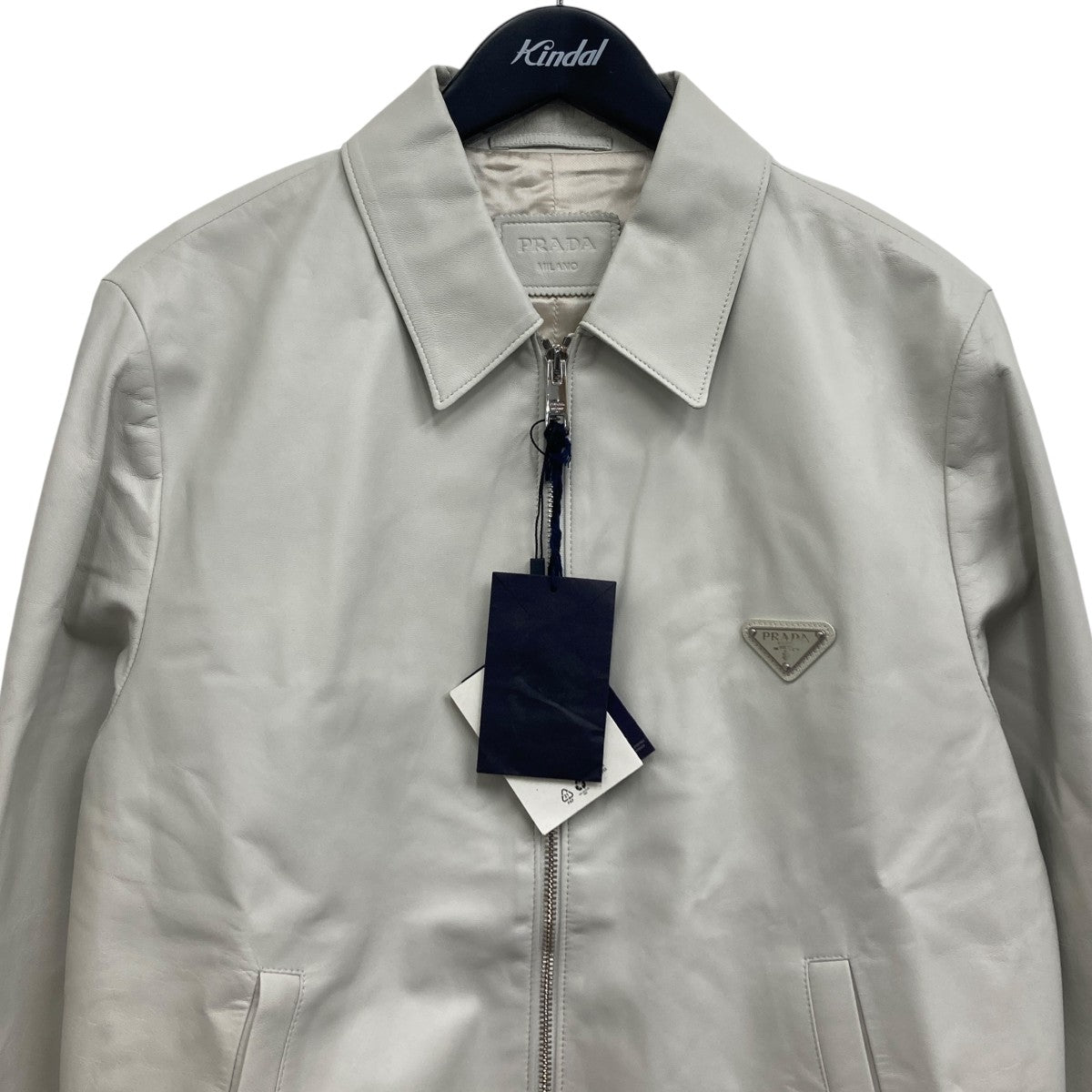 PRADA(プラダ) 三角ロゴプレートジップアップレザーブルゾン