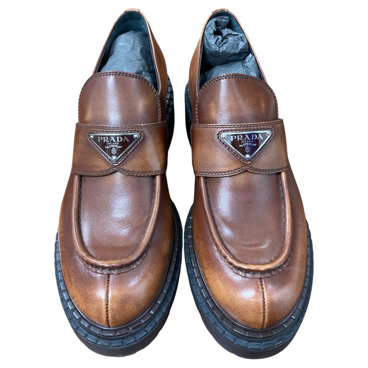 PRADA(プラダ) ダブルチョコレートレザーローファー 1D246M ZO3