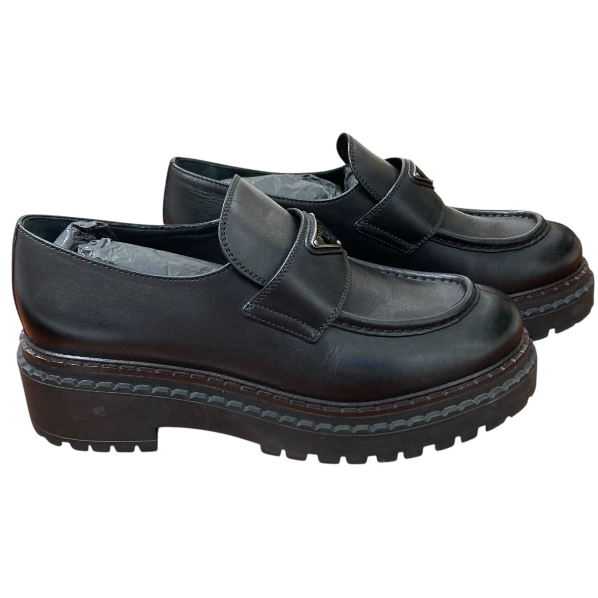PRADA(プラダ) ダブルチョコレートレザーローファー 1D246M ZO3