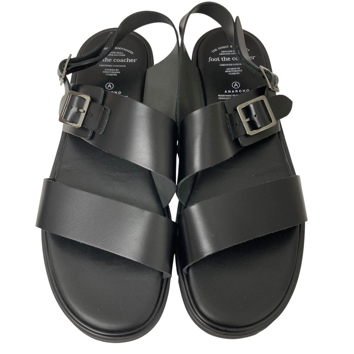 おやじっチサン専用COACH ブラック ベルト エンボス加工 foot the coacher(フットザコーチャー) ベルトサンダル 22120810