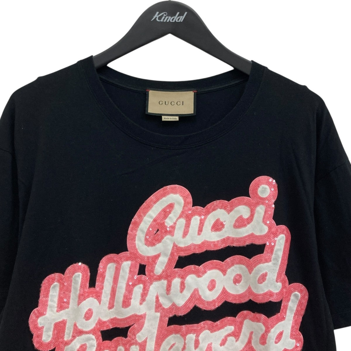 GUCCI クロップドTシャツスパンコール付き GUCCI(グッチ) スパンコールTシャツ 615044 ブラック サイズ L