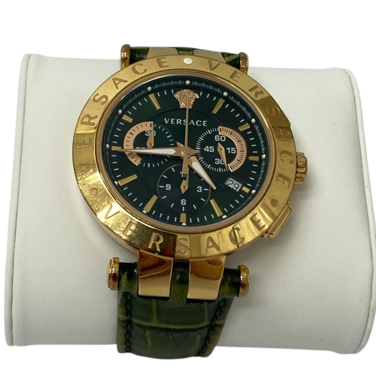 Versace ブラックキャップ ゴールドバックル 新品] ヴェルサーチ キャラクタークロノ VEM800524ブラック