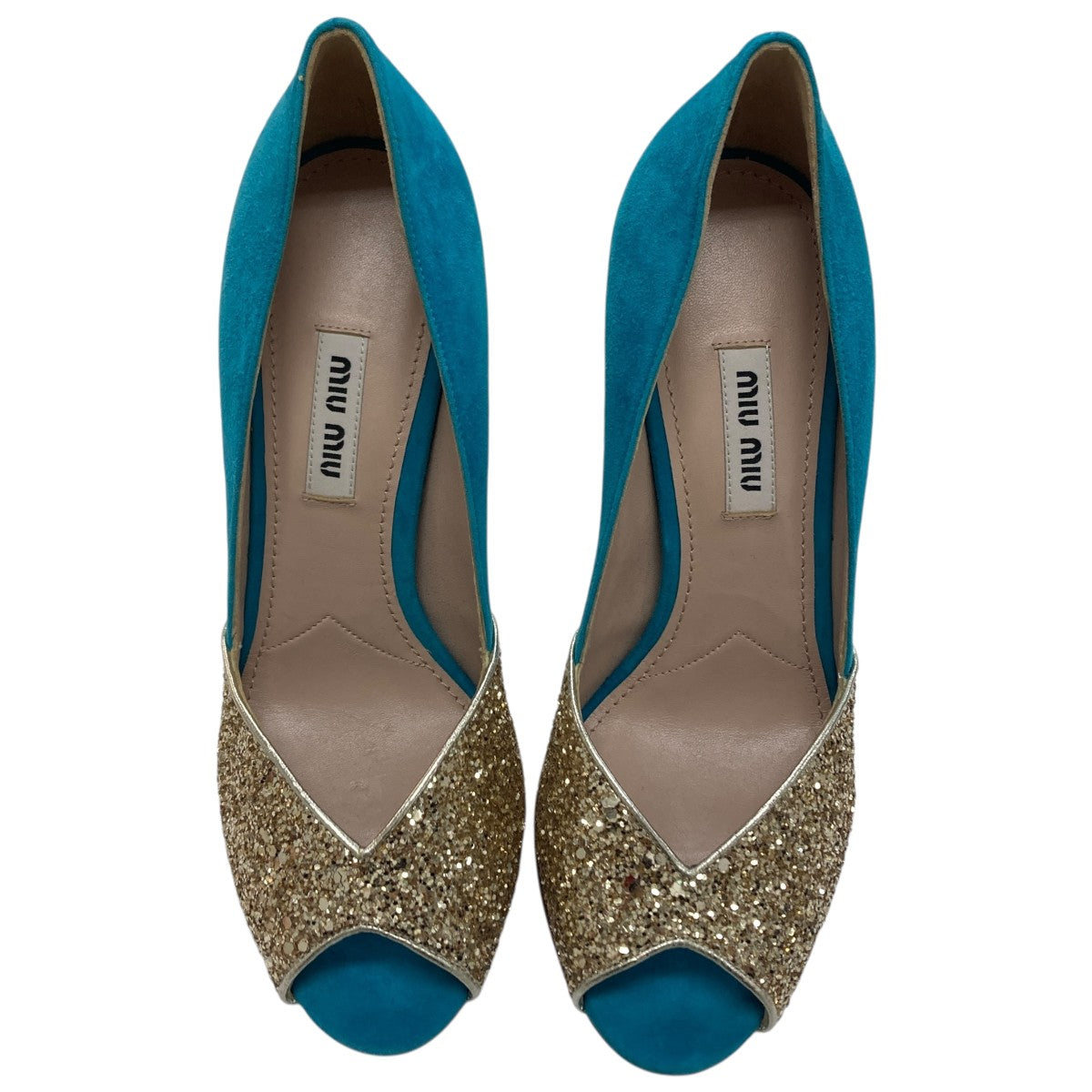 miumiu パンプス 36サイズ レディース Miu Miu ミュウ ミュウ パンプス ビジュー チャンキーヒール 黒