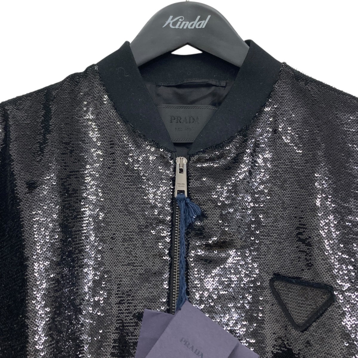 PRADA ブラック スパンコール テーラードジャケット PRADA(プラダ) スパンコールジャケット SGB966 ブラック サイズ