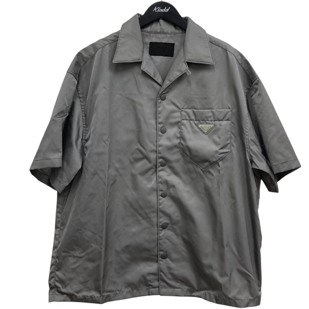 タグ付き未使用 PRADA XL 17SS 総柄半袖シャツ 3角プレートロゴ PRADA(プラダ) 三角ロゴプレートRE NYLON 半袖シャツ SC513