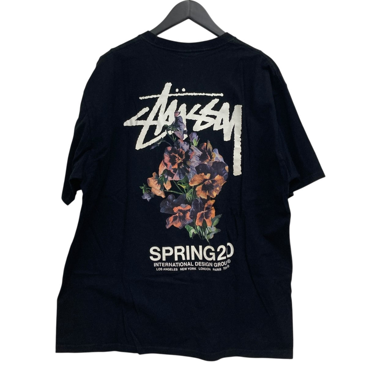 stussy(ステューシー) フラワーバックプリントTシャツ ブラック