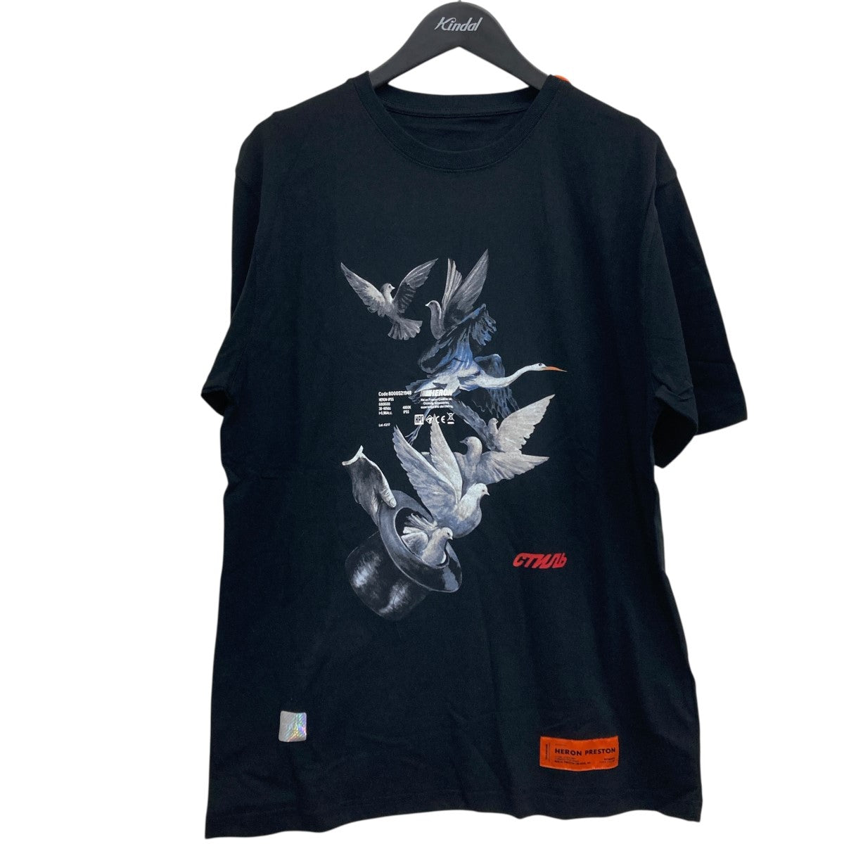HERON PRESTON　激レア　刺繍×袖プリント　ロングスリーブTシャツ　M HERON PRESTON 激レア 刺繍×袖プリント ロングスリーブTシャツ M
