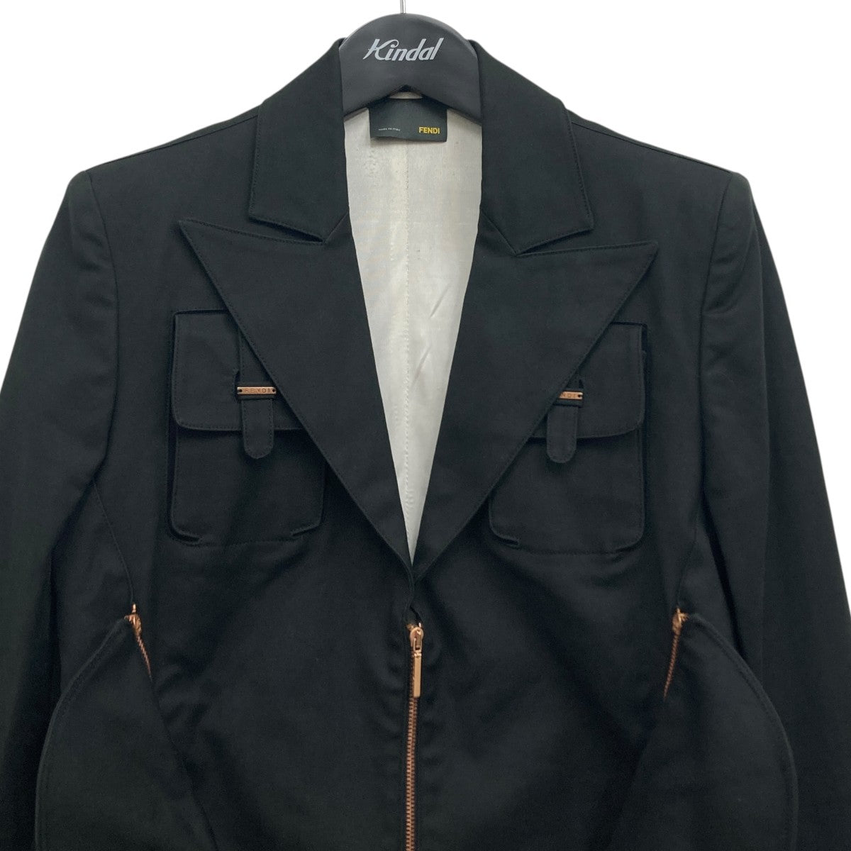 【FENDI】テーラードジャケット 黒 シングル 3B 総裏 本切羽 XL相当 FENDI】テーラードジャケット 黒 シングル 3B 総裏 本切羽 XL