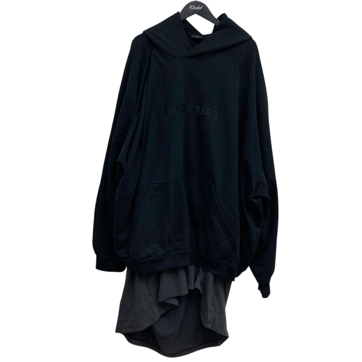【激レア】バレンシアガ　22SSフロントロゴ　レイヤードパーカー即完売モデル美品 BALENCIAGA(バレンシアガ) ミラーロゴレイヤードパーカー 720406
