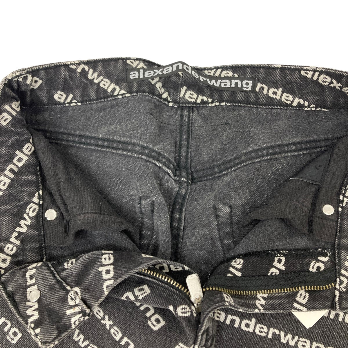 alexanderwang 総柄ロゴ　ブラック　デニムパンツ　28サイズ ALEXANDER WANG(アレキサンダーワン) 総柄デニムパンツCA00985