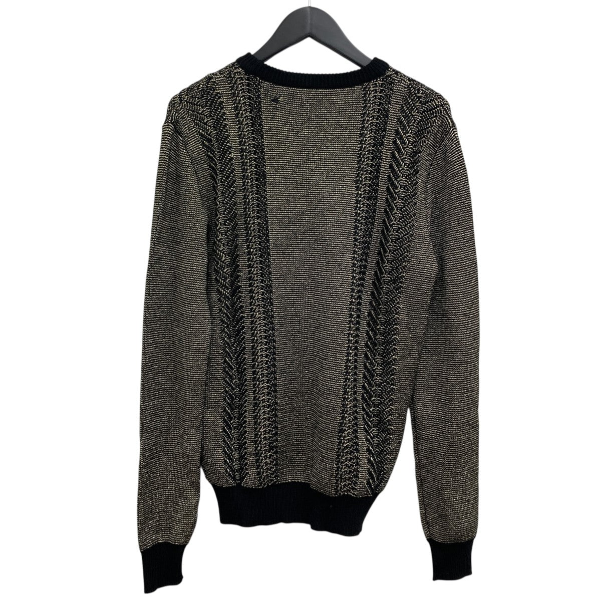 極美品 バルマン ニットカーディガン BALMAIN(バルマン) クルーネックニット ゴールド×ブラック